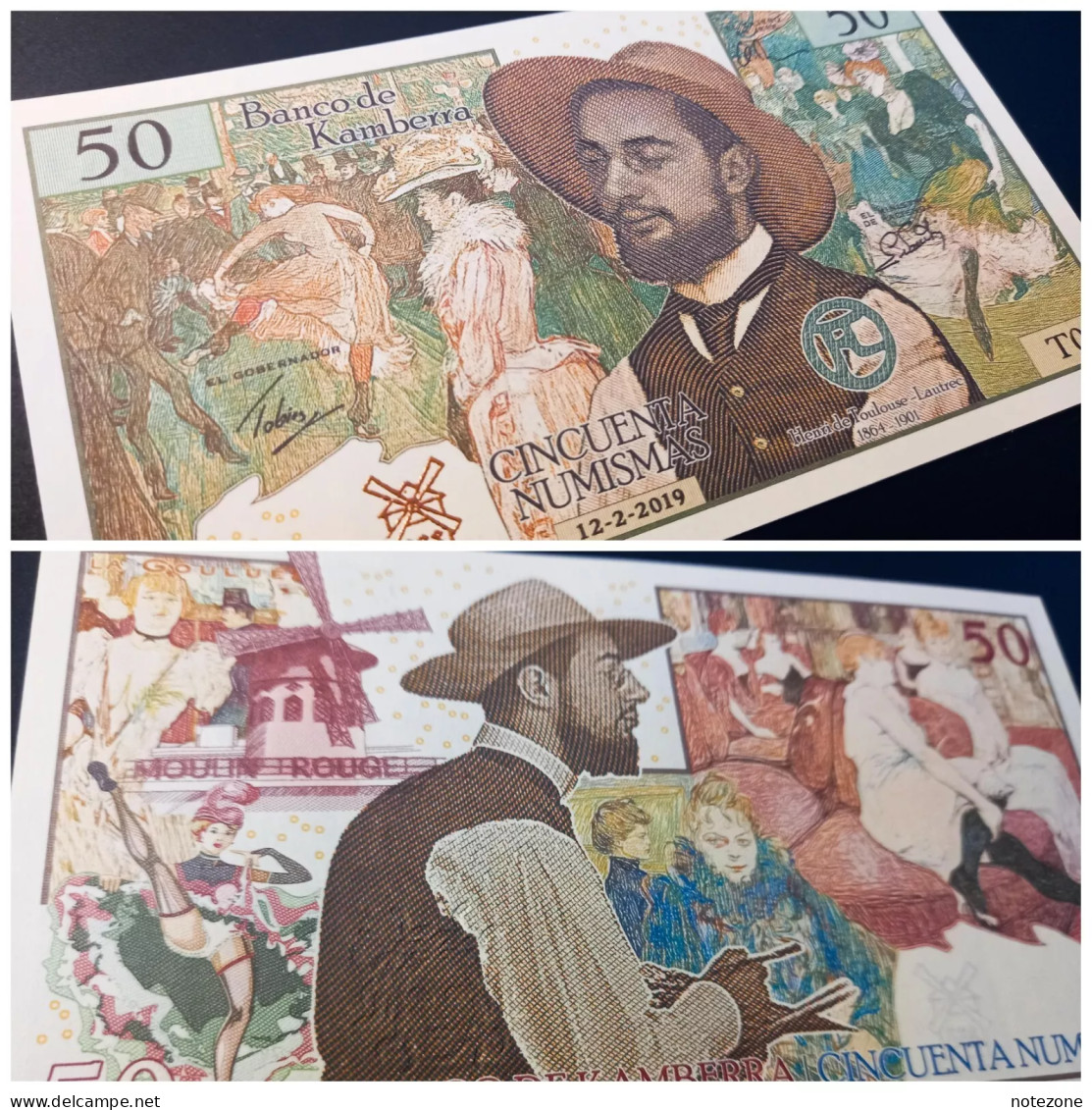 Frank Medina Kamberra 50 Numismas Moulin Rouge Paper Private Fantasy Banknote - Sonstige – Europa