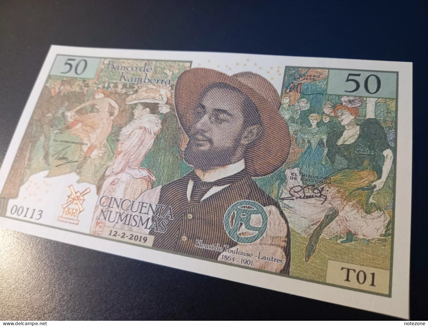 Frank Medina Kamberra 50 Numismas Moulin Rouge Paper Private Fantasy Banknote - Autres - Europe