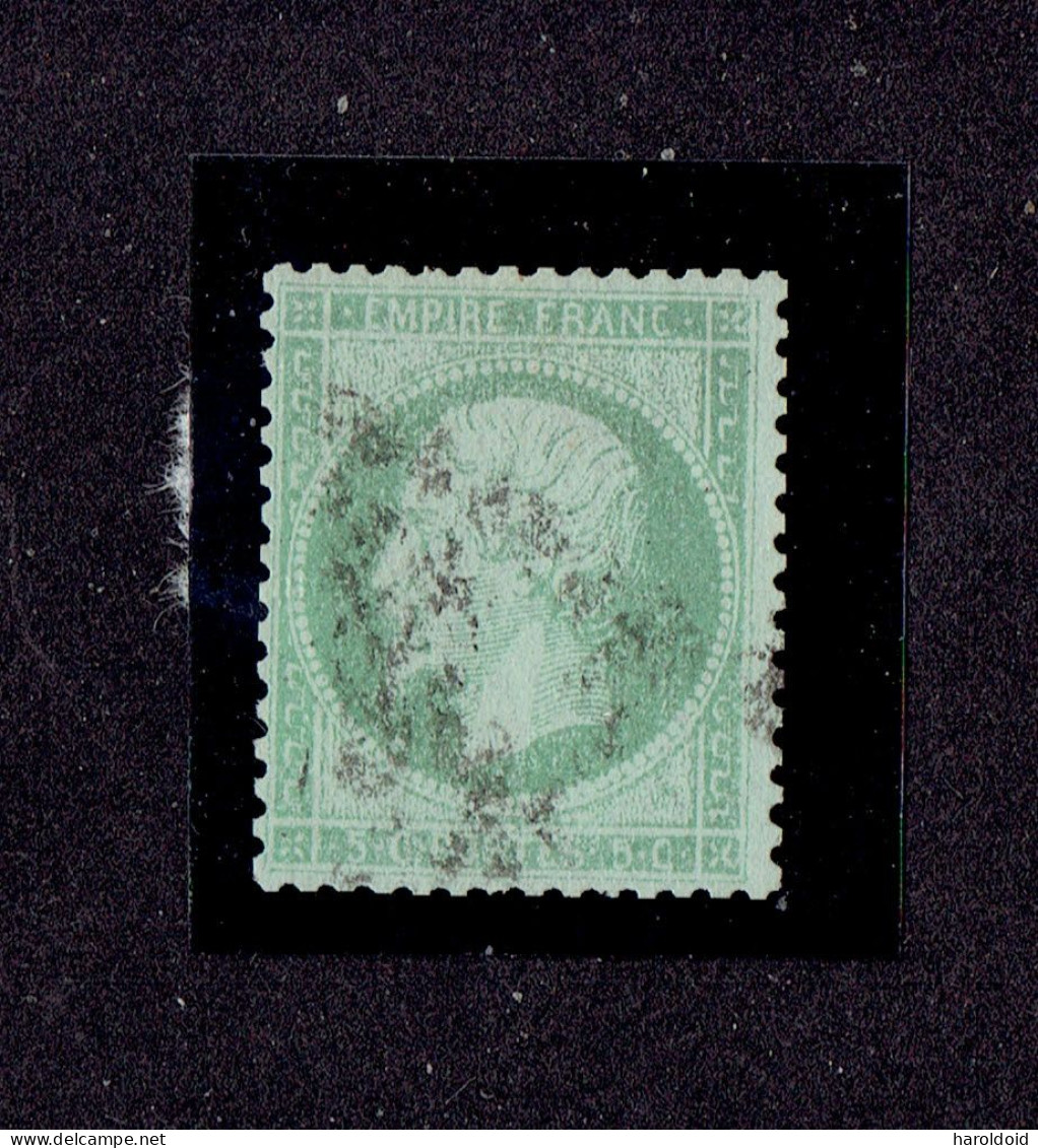 NAPOLEON 3 DENTELE - Papier Teinté - N°35 - Vert Pâle Sur Bleu - OB TB - 1871 - 1862 Napoléon III.