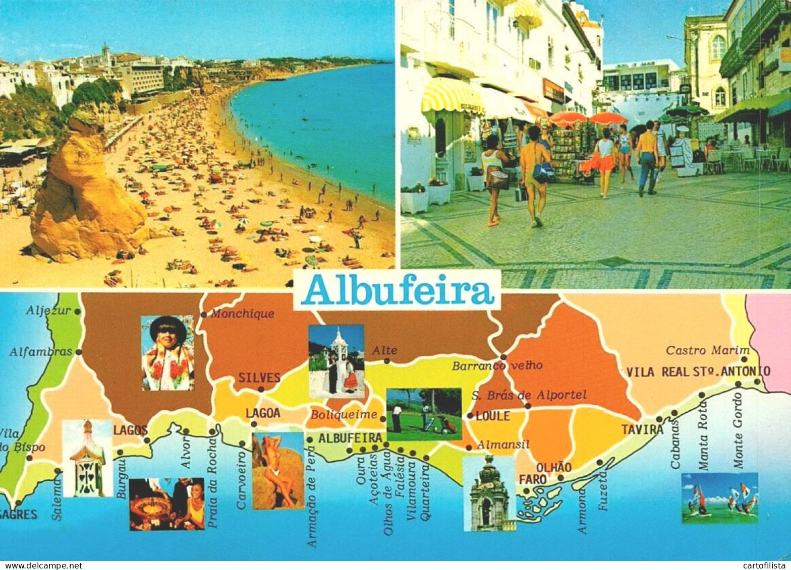 ALBUFEIRA, Algarve - Mapa E Diversos Aspetos  (2 Scans) - Faro