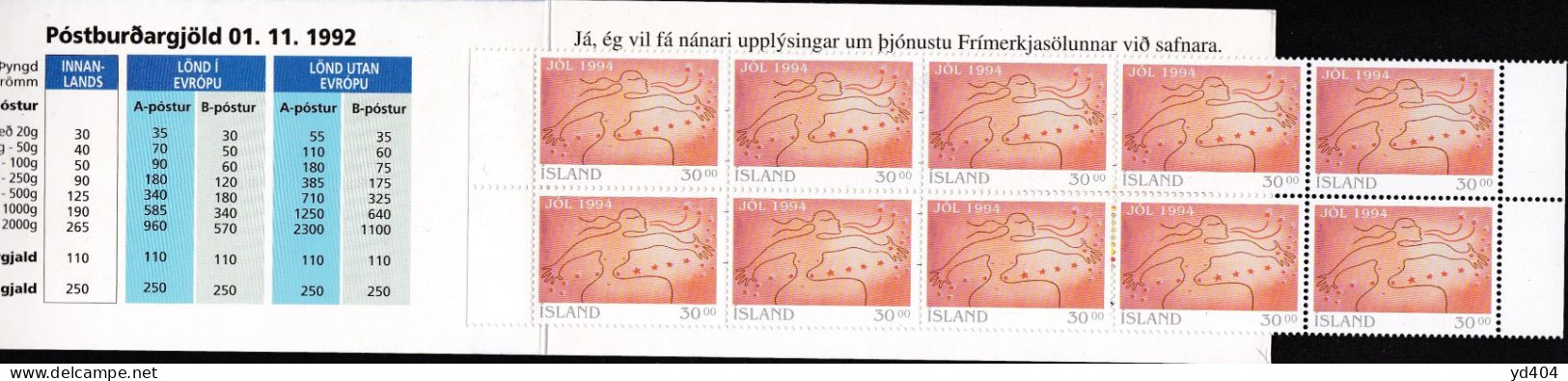 IS667C – ISLANDE - ICELAND - BOOKLETS - 1994 - CHRISTMAS - Y&T # C768 MNH 12,50 € - Libretti