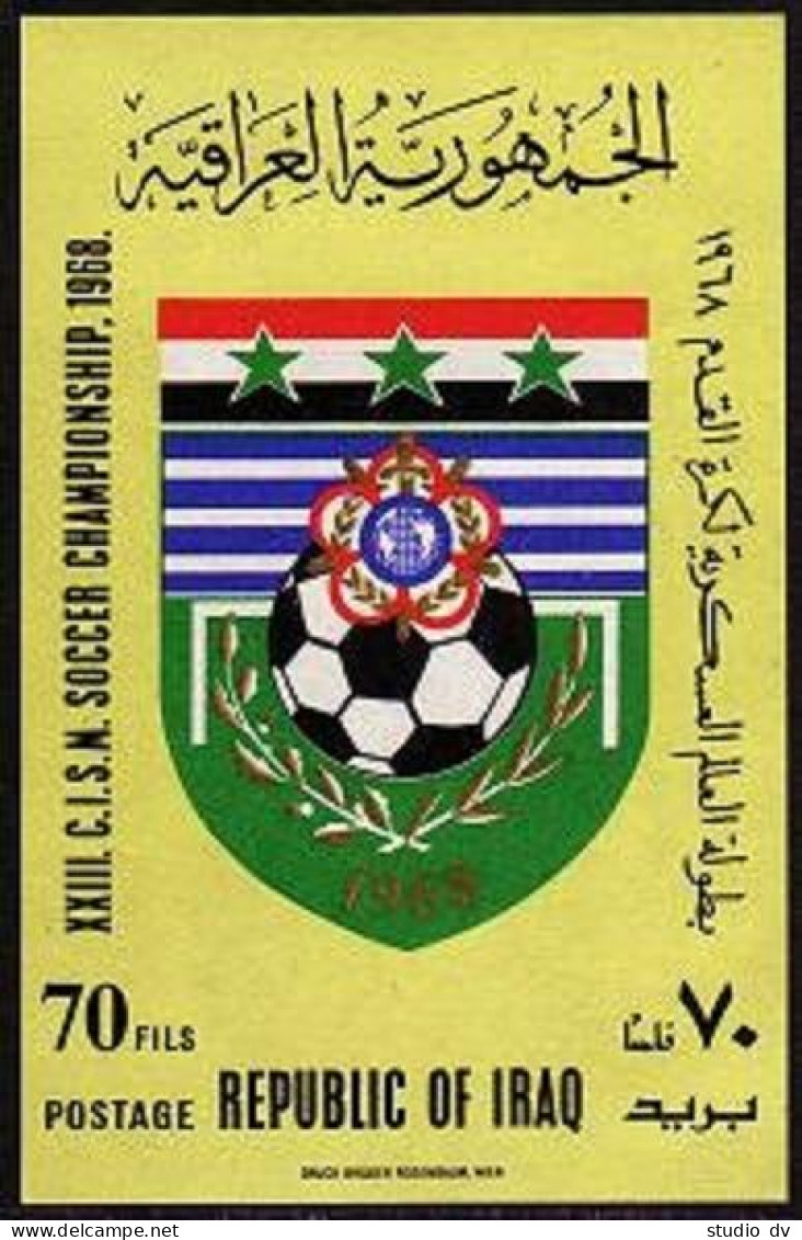 Iraq 473-476,476a Sheet, MNH. Mi 530-533, Bl.12. Military Soccer League, 1968. - Irak