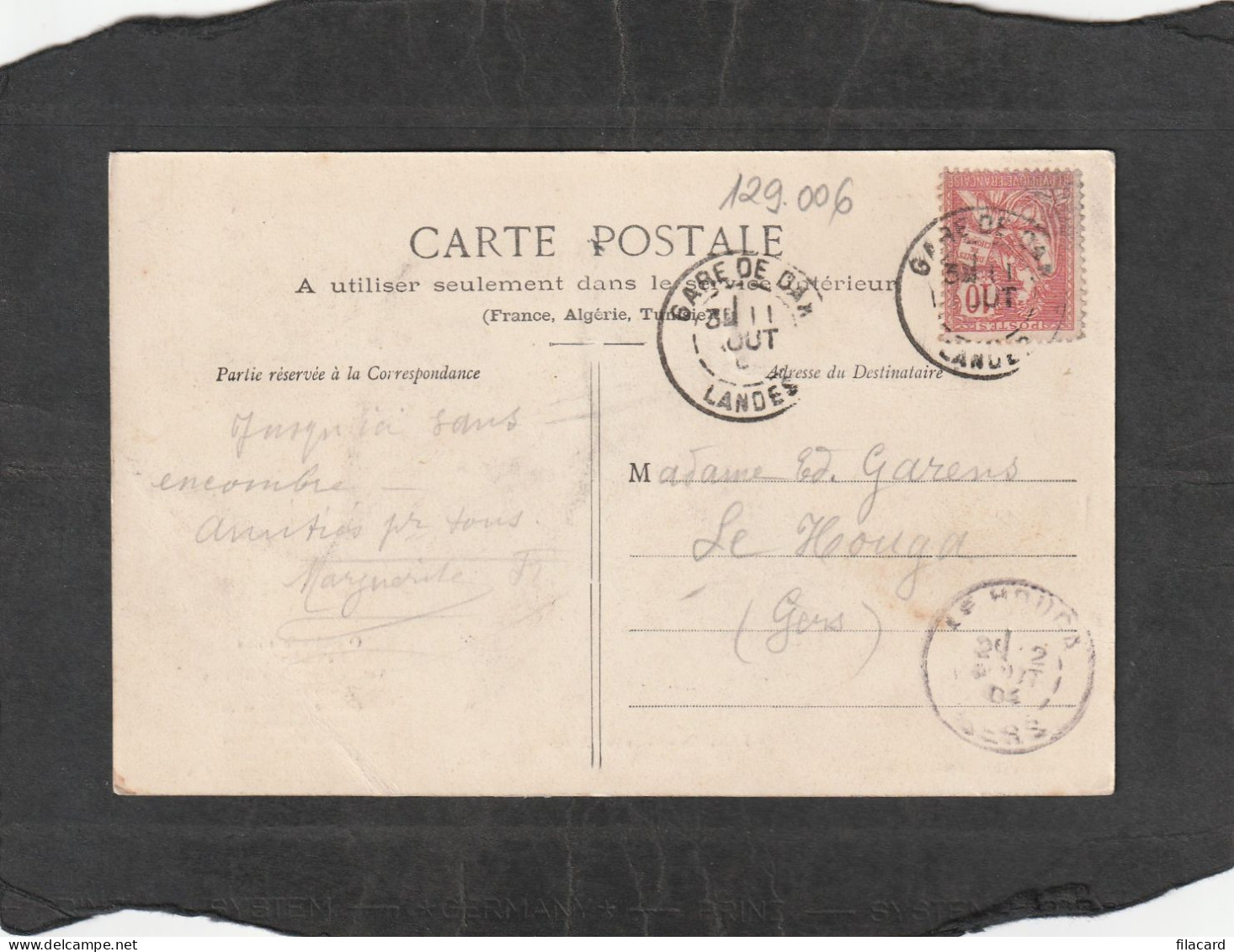 129006         Francia,     Landes,   Rives  De L"Adour,   VG   1904 - Autres & Non Classés