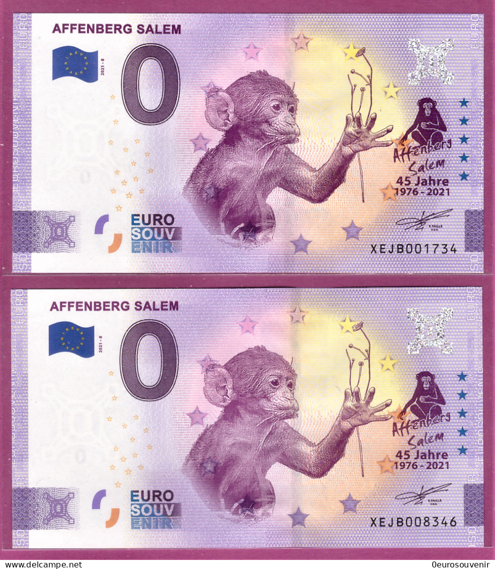 0-Euro XEJB 2021-8 AFFENBERG SALEM - 45 JAHRE Set NORMAL+ANNIVERSARY - Privéproeven