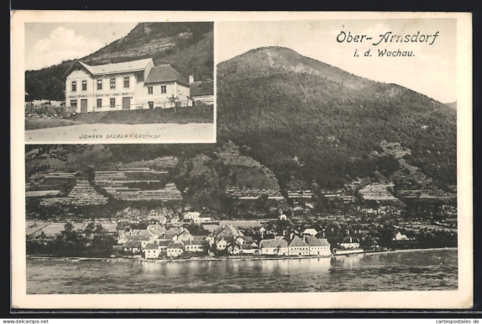 AK Ober-Arnsdorf In Der Wachau, Gasthof Von Johann Gruber, Panorama Des Ortes  - Sonstige & Ohne Zuordnung