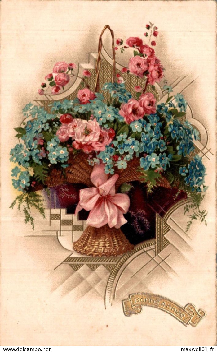 O8 - Carte Postale Fantaisie - Bouquet De Fleurs - Bonne Année - Blumen