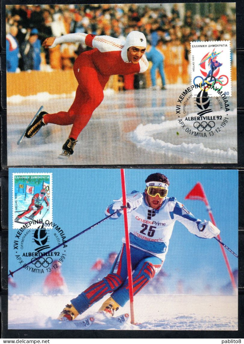 GREECE GRECIA HELLAS 1992 WINTER OLYMPIC GAMES OLYMPIC ALBERTVILLE COMPLETE SET SERIE MAXI MAXIMUM CARD CARTE - Maximumkaarten