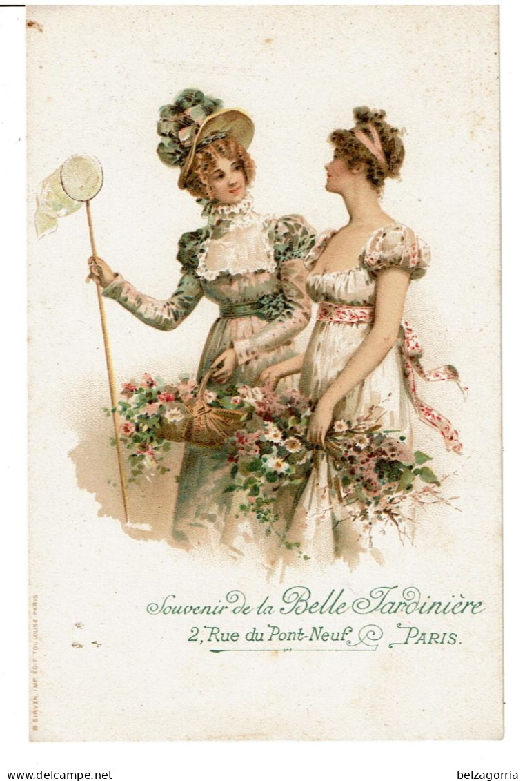 ILLUSTRATEUR  Non Signé  - ART NOUVEAU - SOUVENIR De La BELLE JARDINIERE - JEUNES FEMMES, FILET à PAPILLONS,FLEURS - 1900-1949
