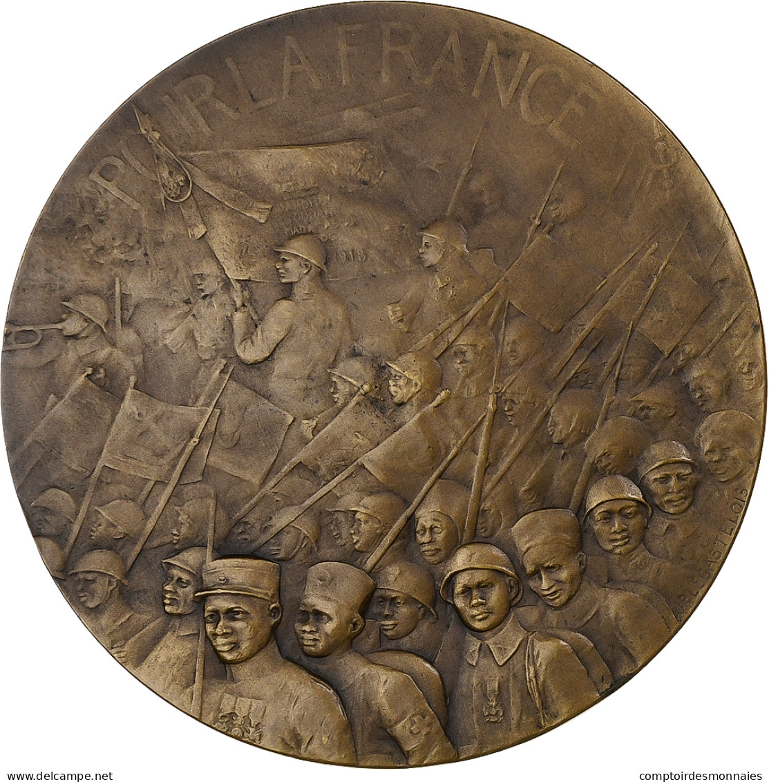 France, Médaille, Pour La France, 1918, Bronze, Legastelois, TTB+ - Autres & Non Classés