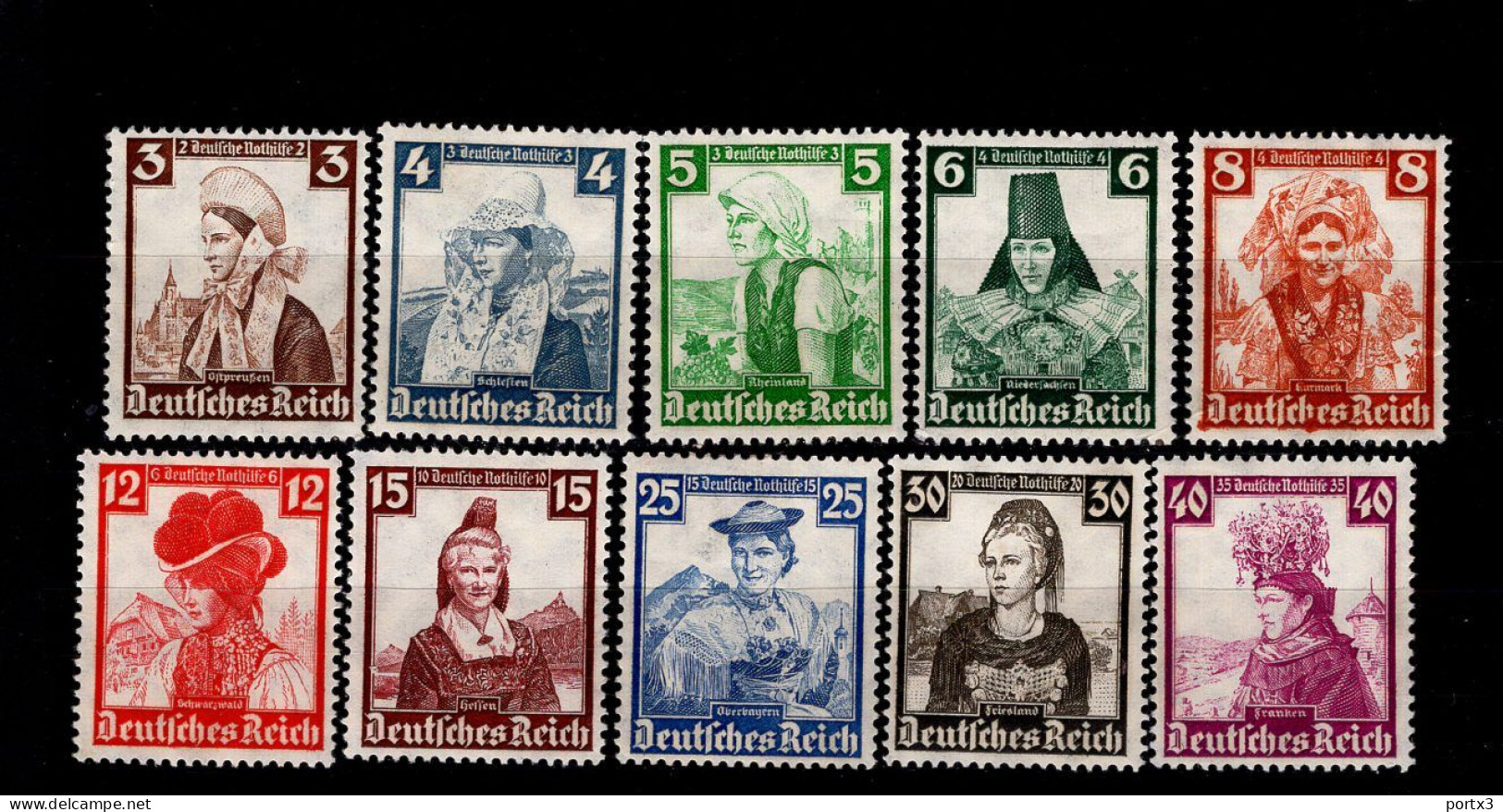 Deutsches Reich 588 - 597 Nothilfe Volkstrachten MLH * Falz Mint - Neufs