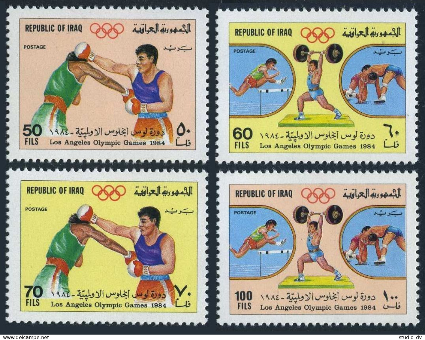 Iraq 1149-1152,1153,MNH. Olympics Los Angeles-1984.Boxing,Weight Lifting,Soccer, - Iraq
