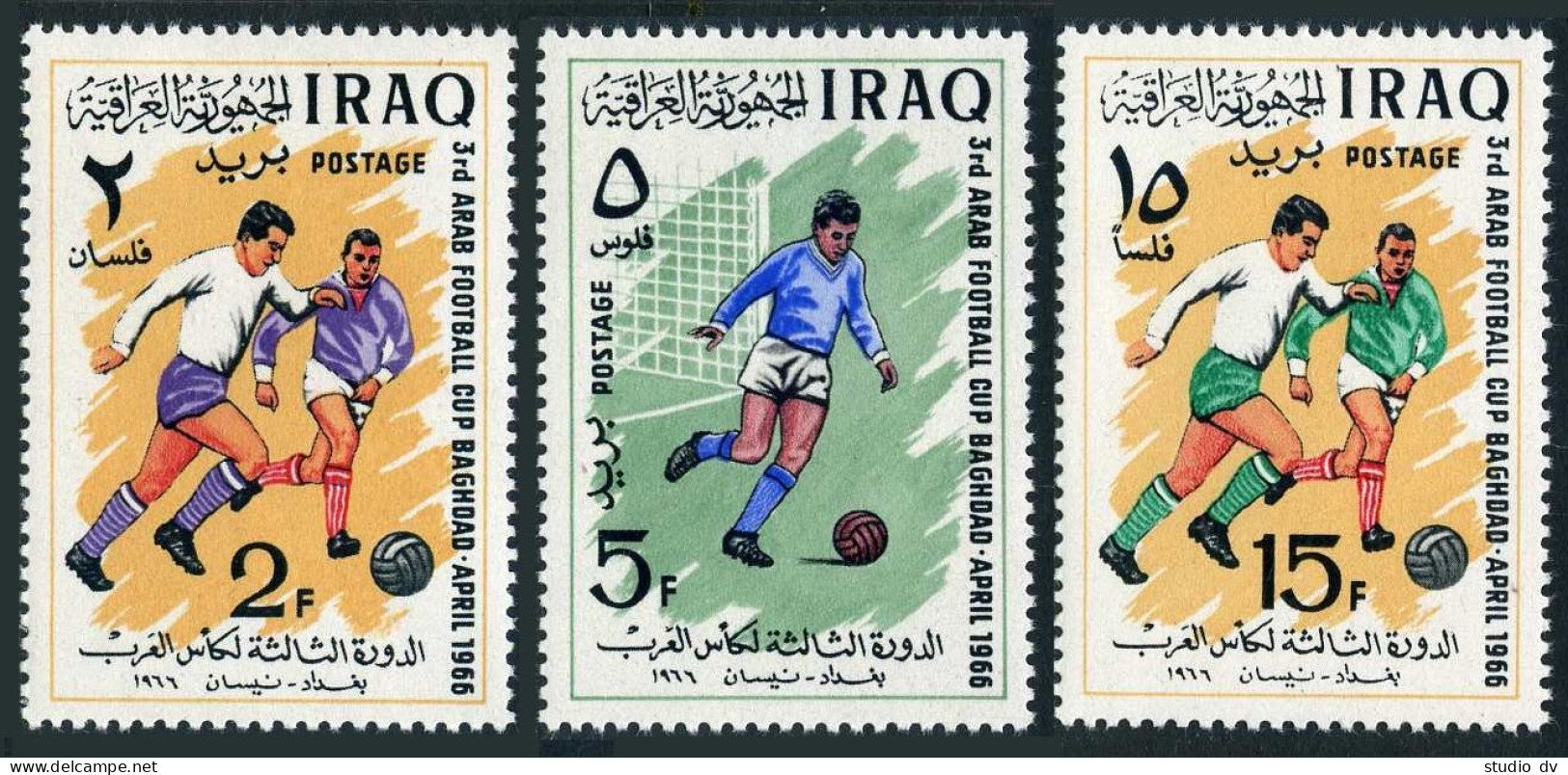 Iraq 403-405,406,MNH.Michel 445-447,Bl.9. 3rd Arab Soccer Cup,Baghdad-1966. - Iraq