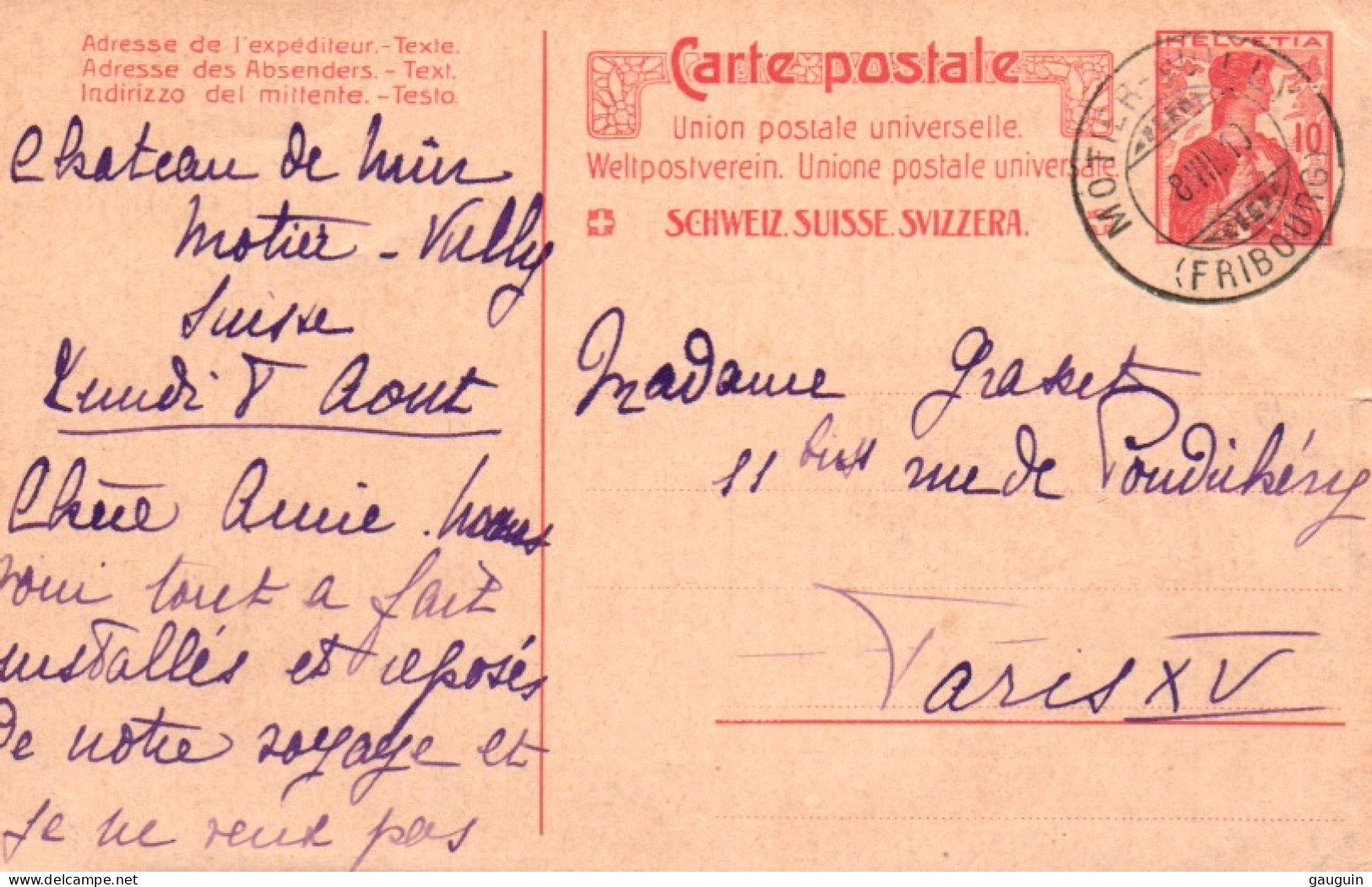 CP - ENTIER POSTAL - Cachet 1910 - Other & Unclassified