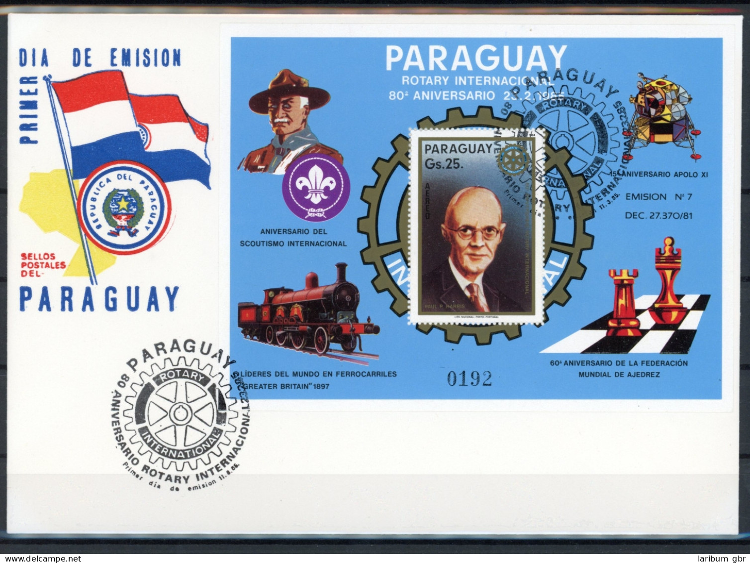 Paraguay Block 412 Schach Ersttagesbrief/FDC #GI797 - Paraguay