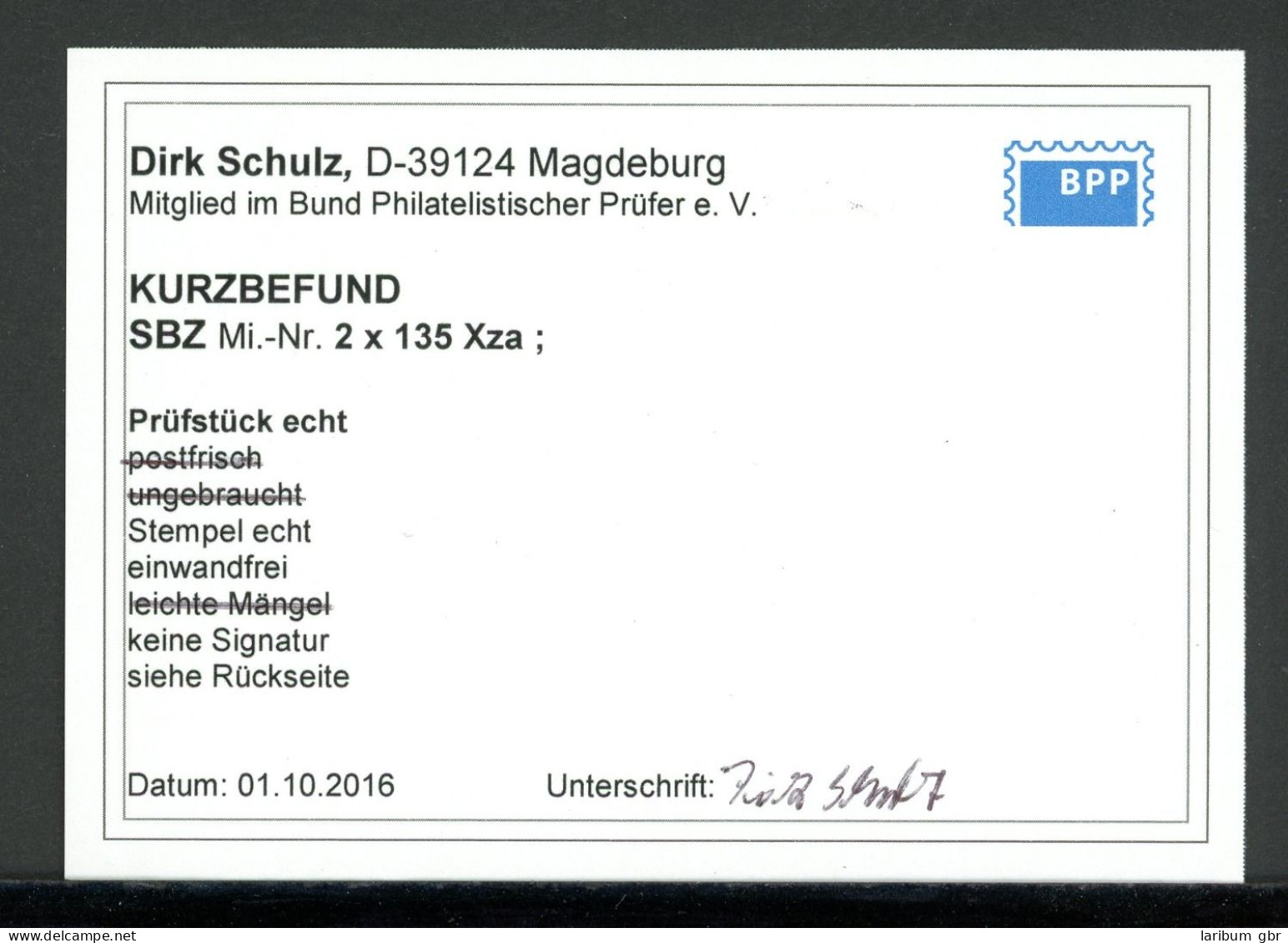 SBZ West-Sachsen Senkr. Paar 135 X Za Gestempelt Kurzbefund Schulz #JO882 - Other & Unclassified