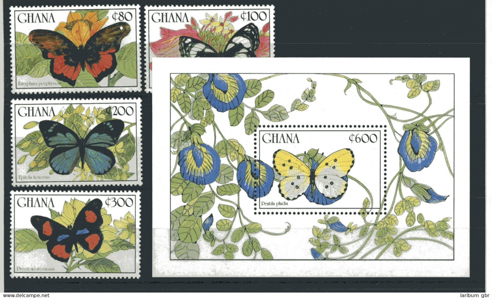 Ghana 1356-1357, 59-60, Block 154 Postfrisch Schmetterling #GL630 - Sonstige & Ohne Zuordnung