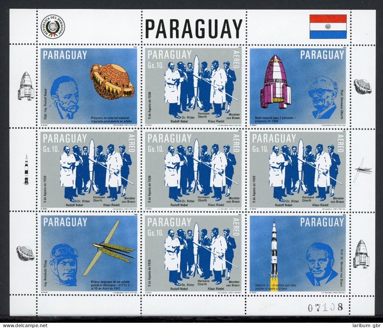 Paraguay Kleinbogen 3605 Postfrisch Raumfahrt #GF655 - Paraguay