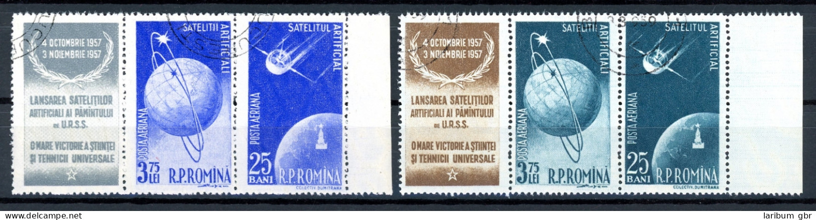 Rumänien 2 3er Str. ZF Links BR Rechts 1677-1680 Gestempelt Raumfahrt #GB405 - Used Stamps