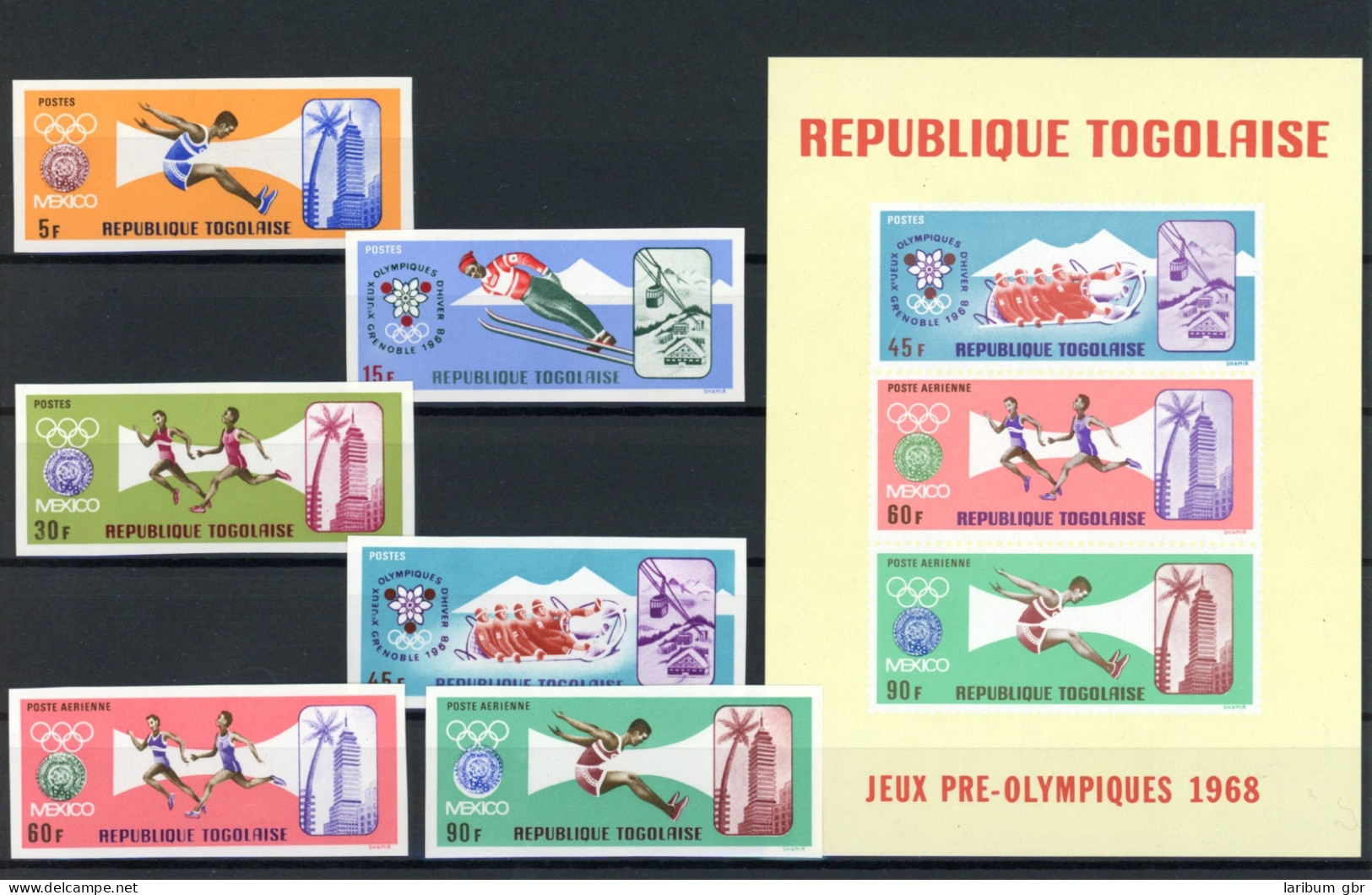 Togo 626-631 B, Block 32 Postfrisch Olympia #ID345 - Togo (1960-...)