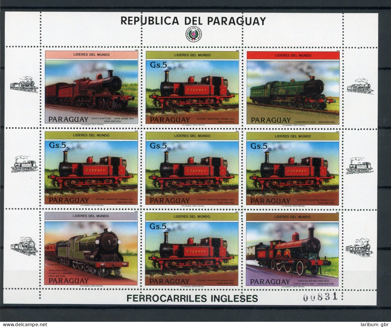Paraguay KB 3785 Postfrisch Eisenbahn #IJ069 - Paraguay