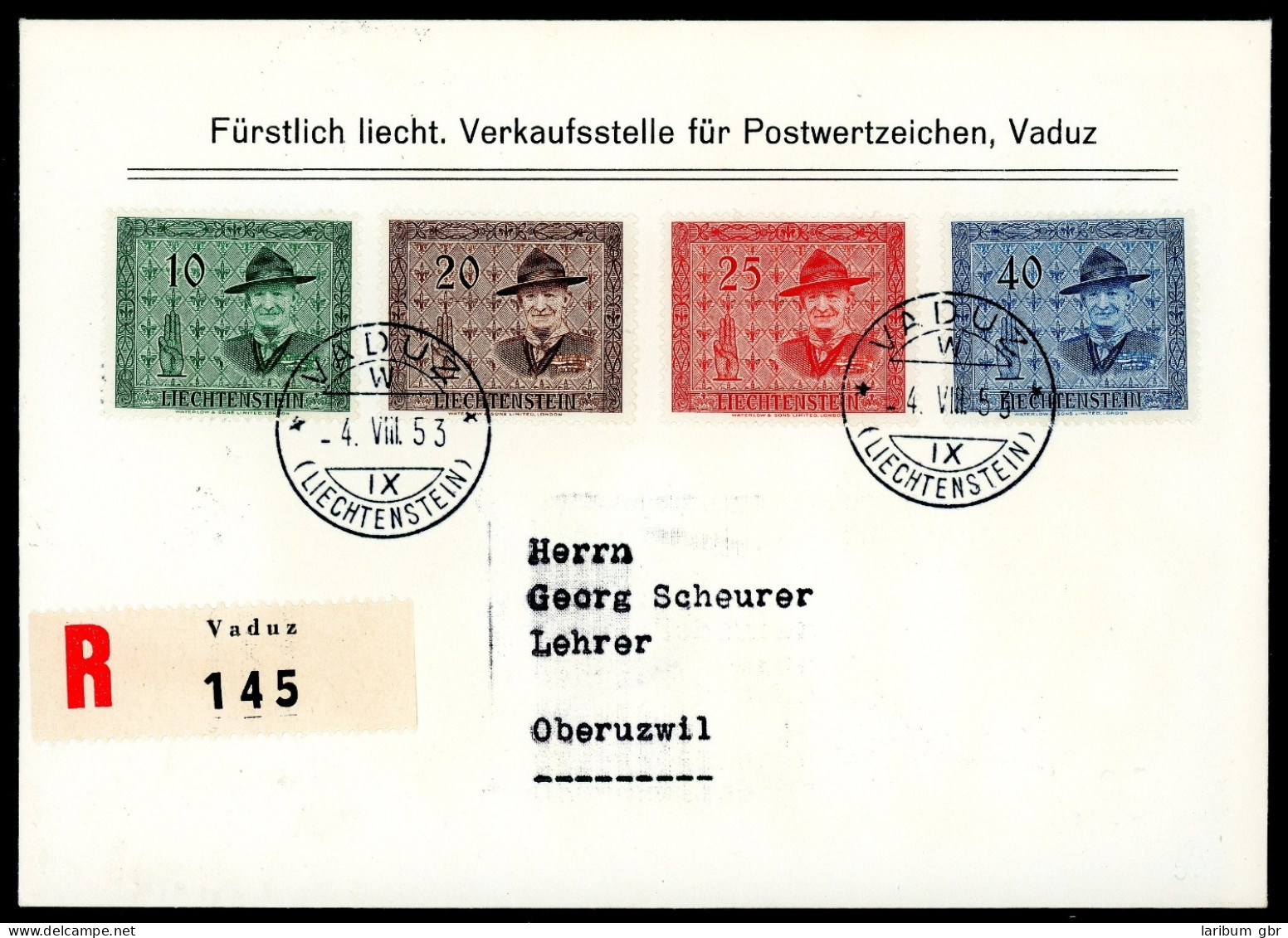 Liechtenstein 315-318 R-Brief, Ankunftsstempel Ersttagesbrief/FDC #HX032 - Sonstige & Ohne Zuordnung