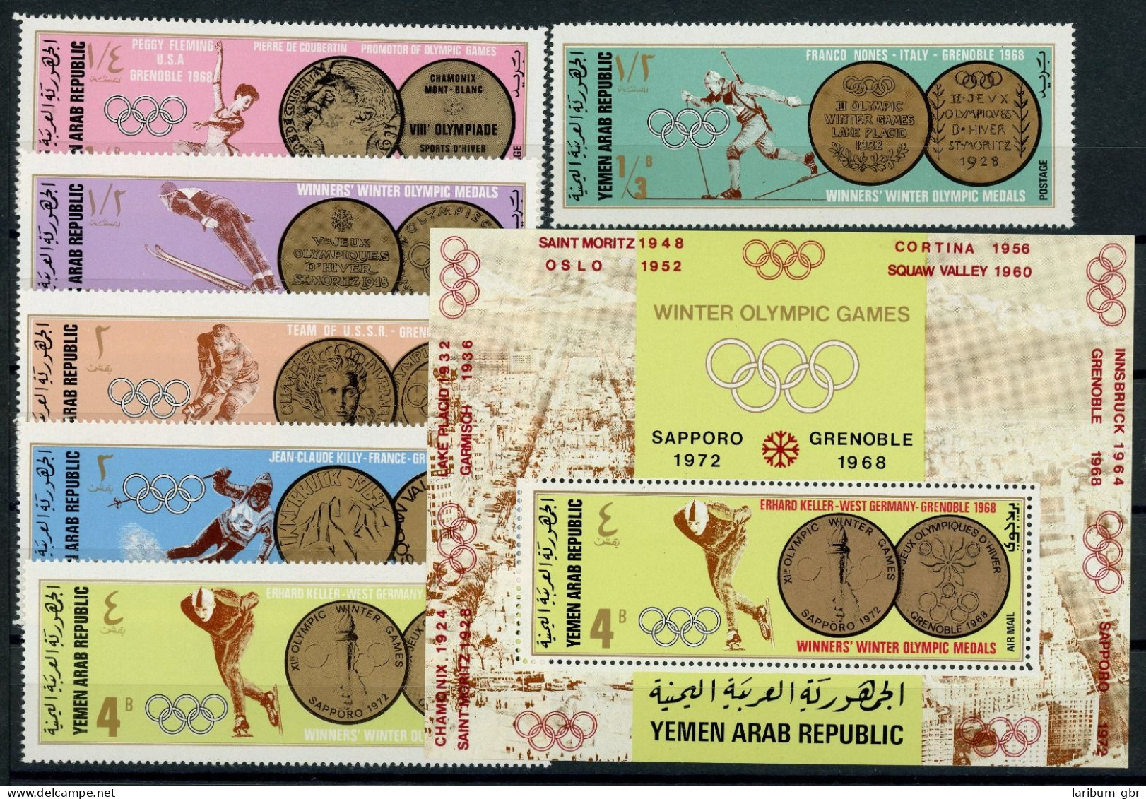 Jemen Arab. Rep. 761-766 + Bl. 79 Postfrisch Olympia 1968 Grenoble #JR892 - Yemen