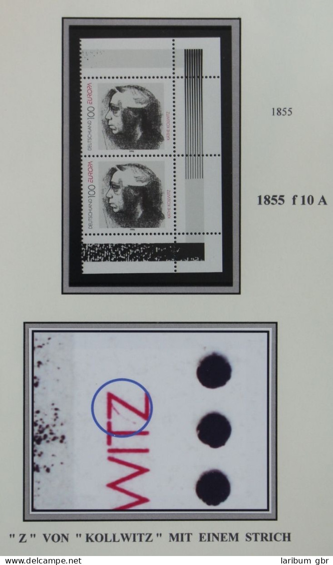 Bund 1855 F10 Postfrisch Plattenfehler #KB455 - Variétés Et Curiosités