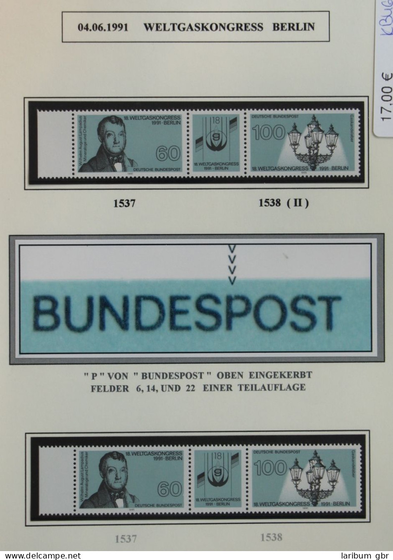 Bund 1538 Postfrisch Plattenfehler #KB468 - Abarten Und Kuriositäten