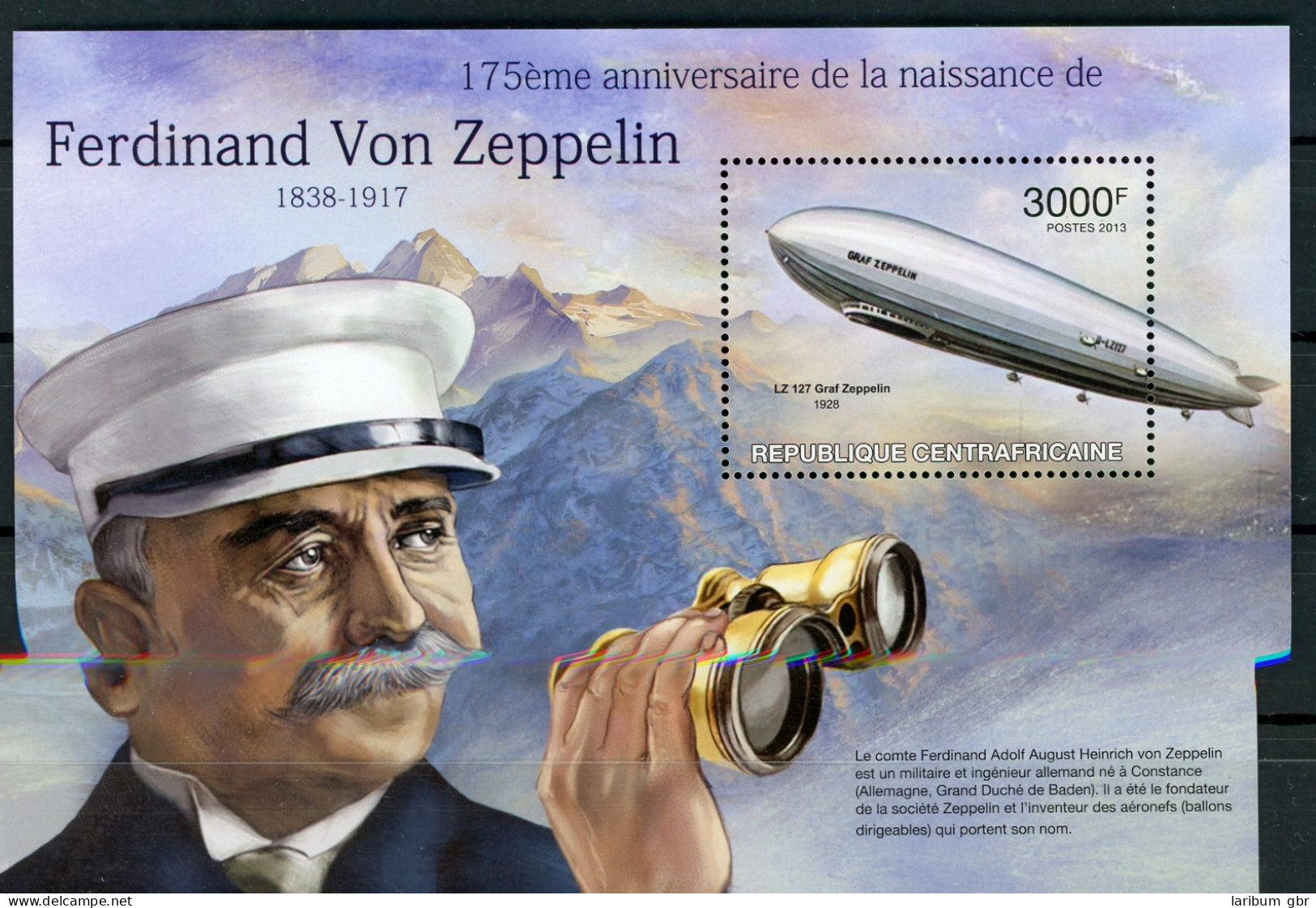 Zentralafrikanische Republik Block 1027 Postfrisch Zeppelin #GO597 - Zentralafrik. Republik