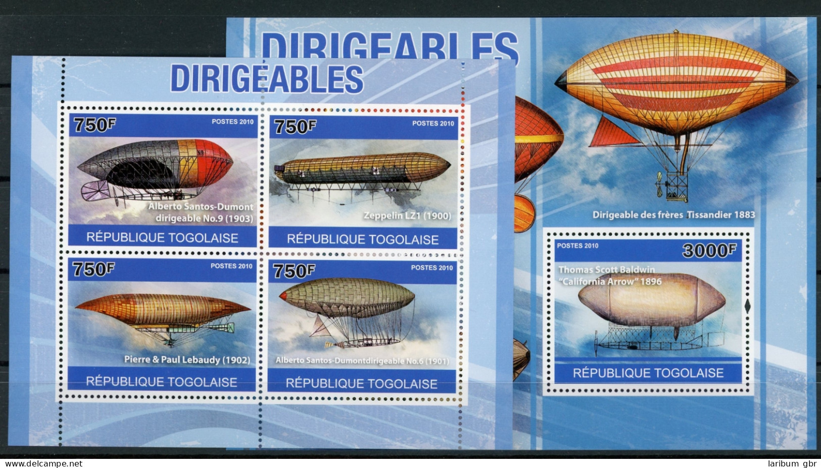 Togo 3719-3722 + Bl 544 Postfrisch Zeppelin #GO604 - Togo (1960-...)