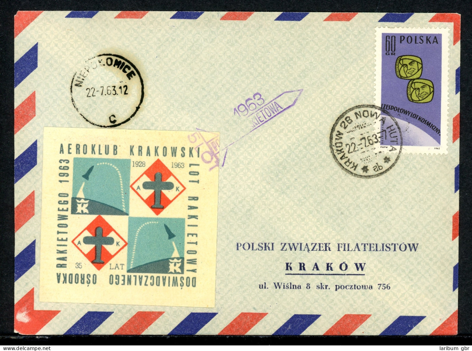 Polen Raketenpost Experimental-Rakete 1963 Krakau #JS530 - Andere & Zonder Classificatie