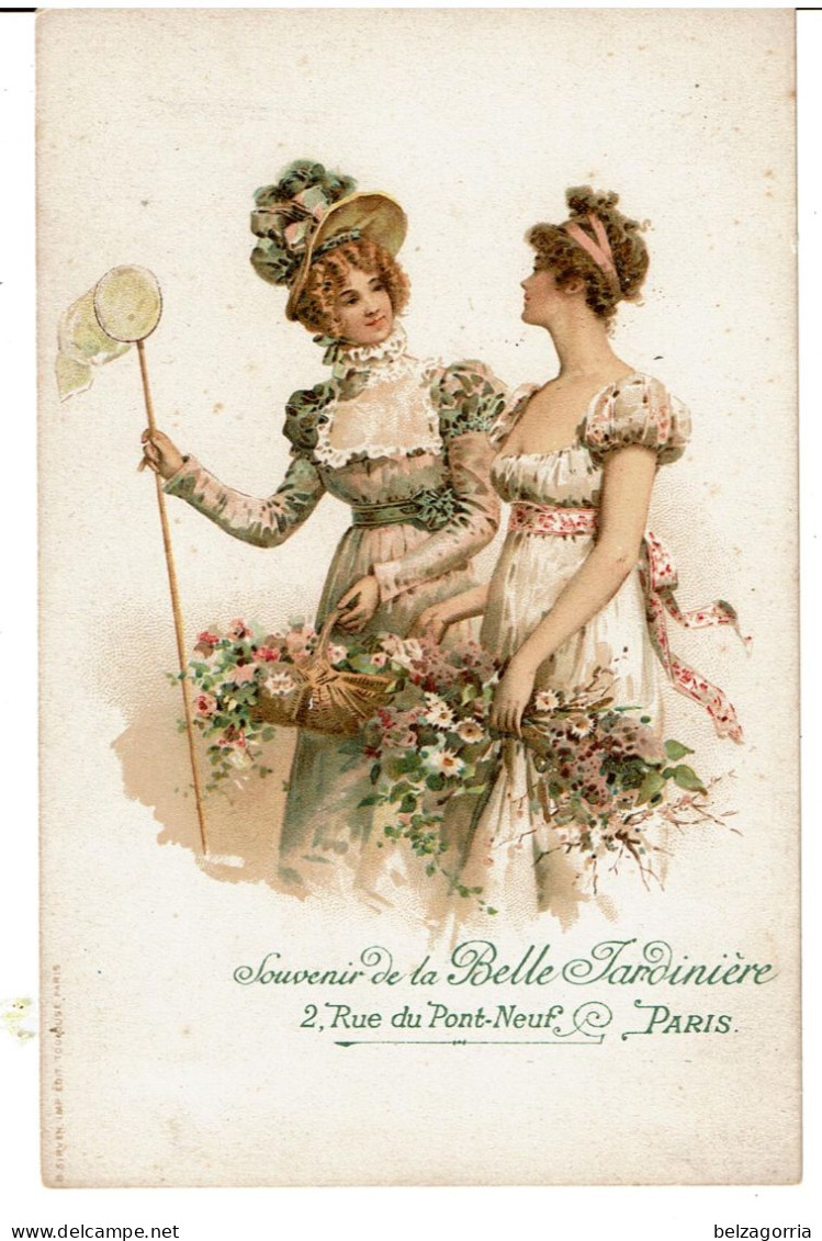 ILLUSTRATEUR  Non Signé  - ART NOUVEAU - SOUVENIR De La BELLE JARDINIERE - JEUNES FEMMES, FILET, PAPILLONS,FLEURS - Advertising