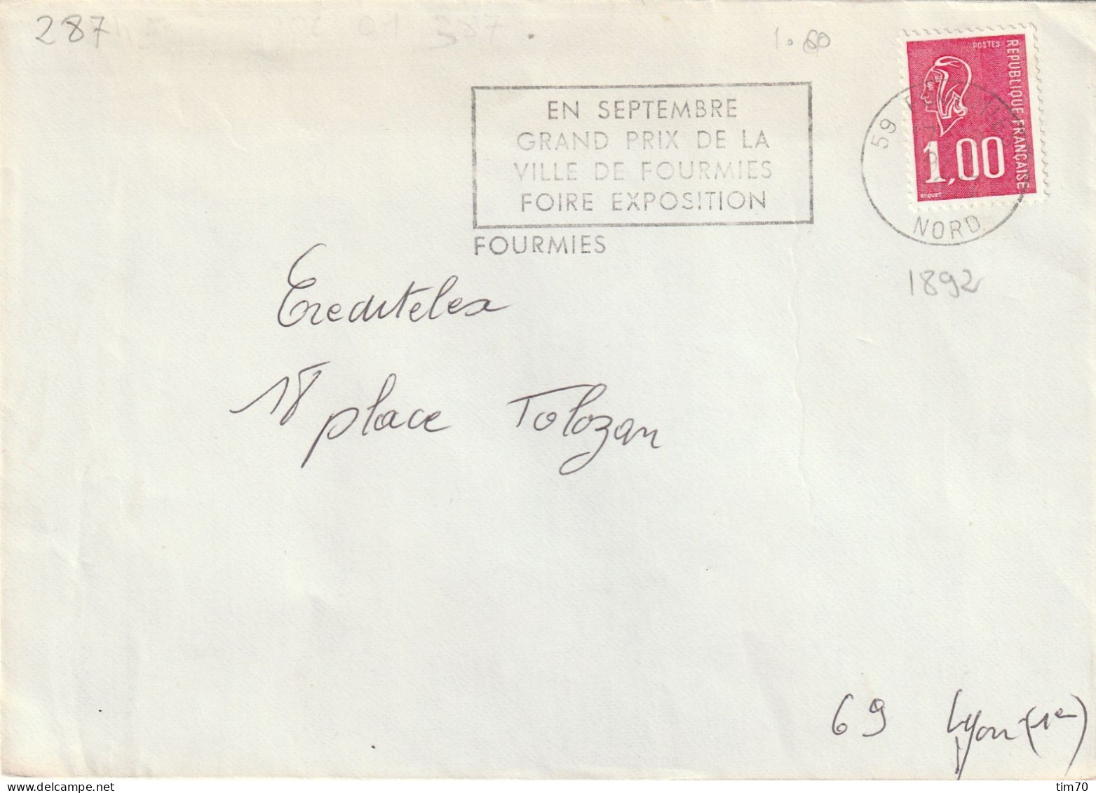 FLAMME  TEMPORAIRE  / N°  1892   59  FOURMIES - Mechanical Postmarks (Advertisement)
