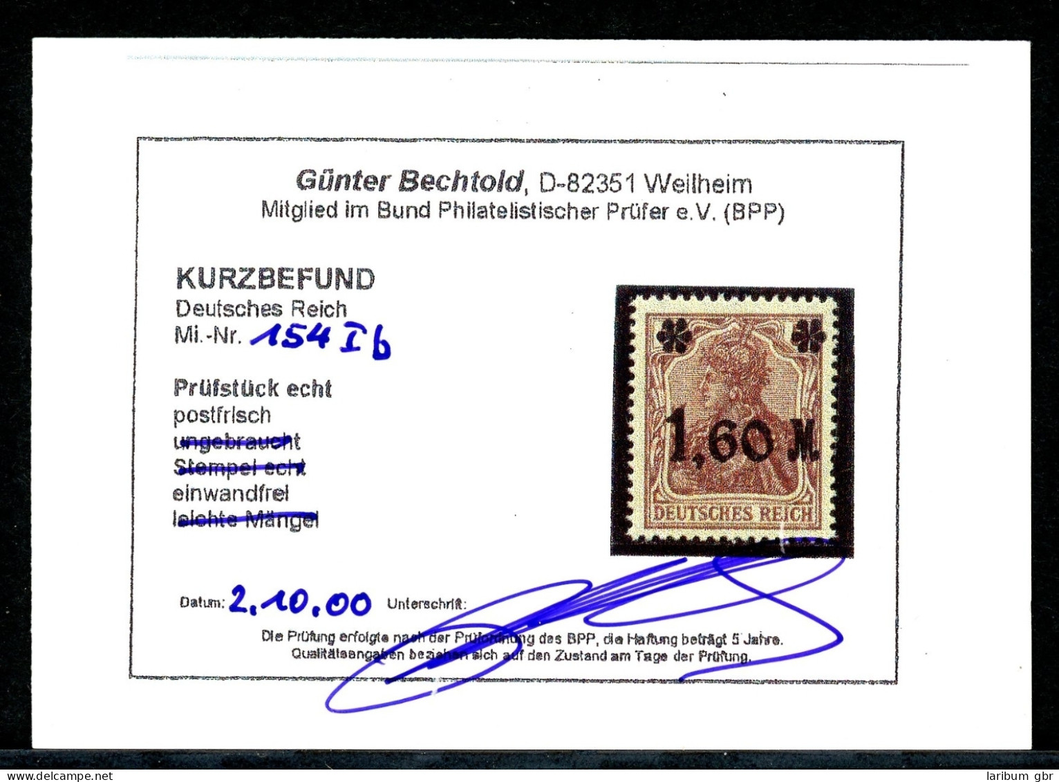 Deutsches Reich 154 I B Postfrisch Kurzbefund #HE318 - Altri & Non Classificati