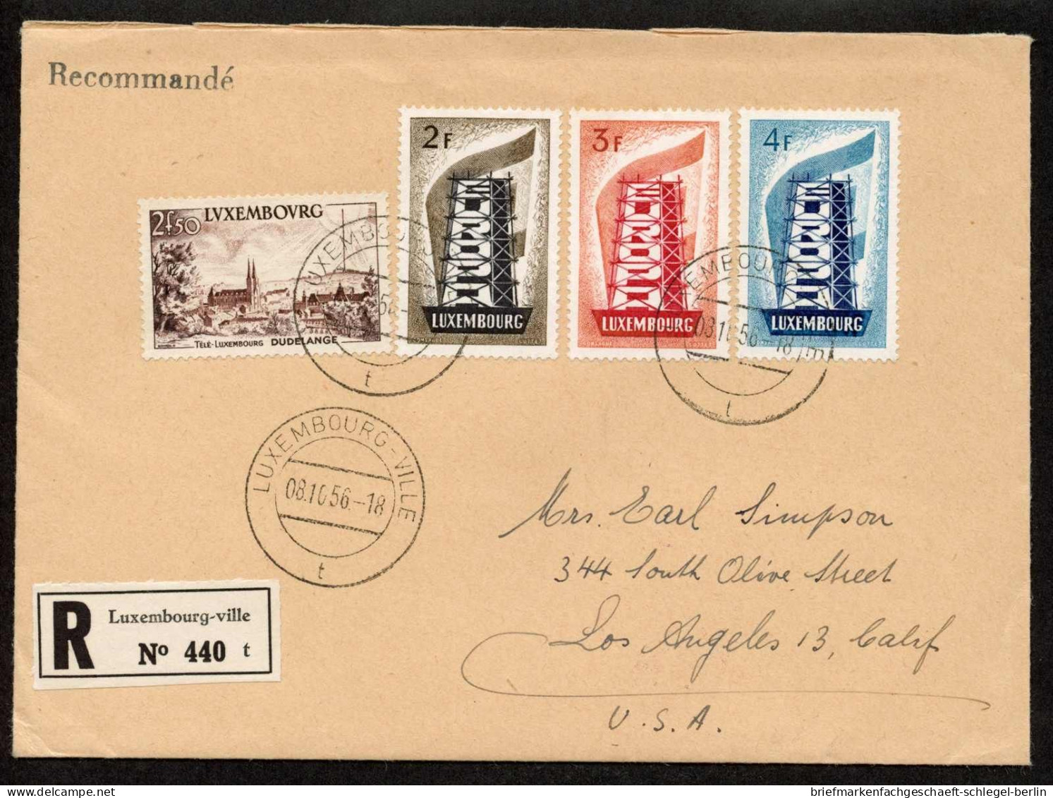 Luxemburg, 1956, 555-57, 536, Brief - Altri & Non Classificati