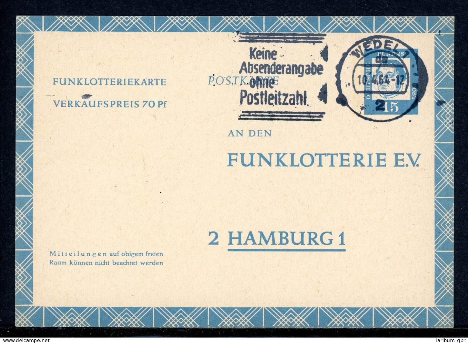 Bund Funklotterie-Postkarte FP 10 Gestempelt #HO585 - Sonstige & Ohne Zuordnung