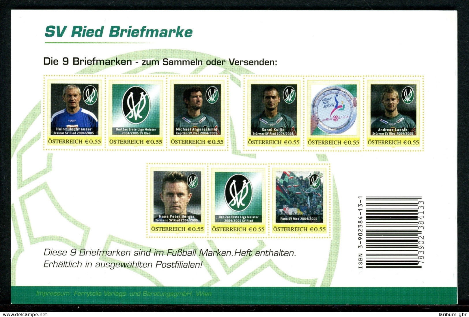 Österreich Fußball Markenheft "SV Ried" Postfrisch #HX401 - Otros & Sin Clasificación