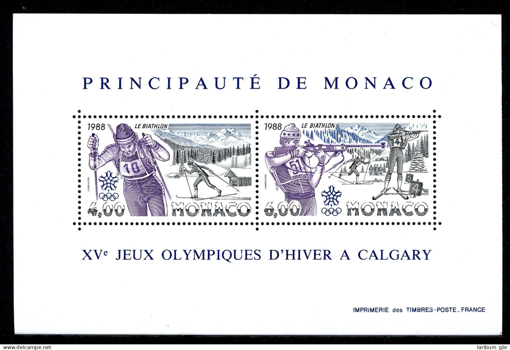 Monaco Block 38 Postfrisch Olympiade 1988 Calgary #HX407 - Andere & Zonder Classificatie