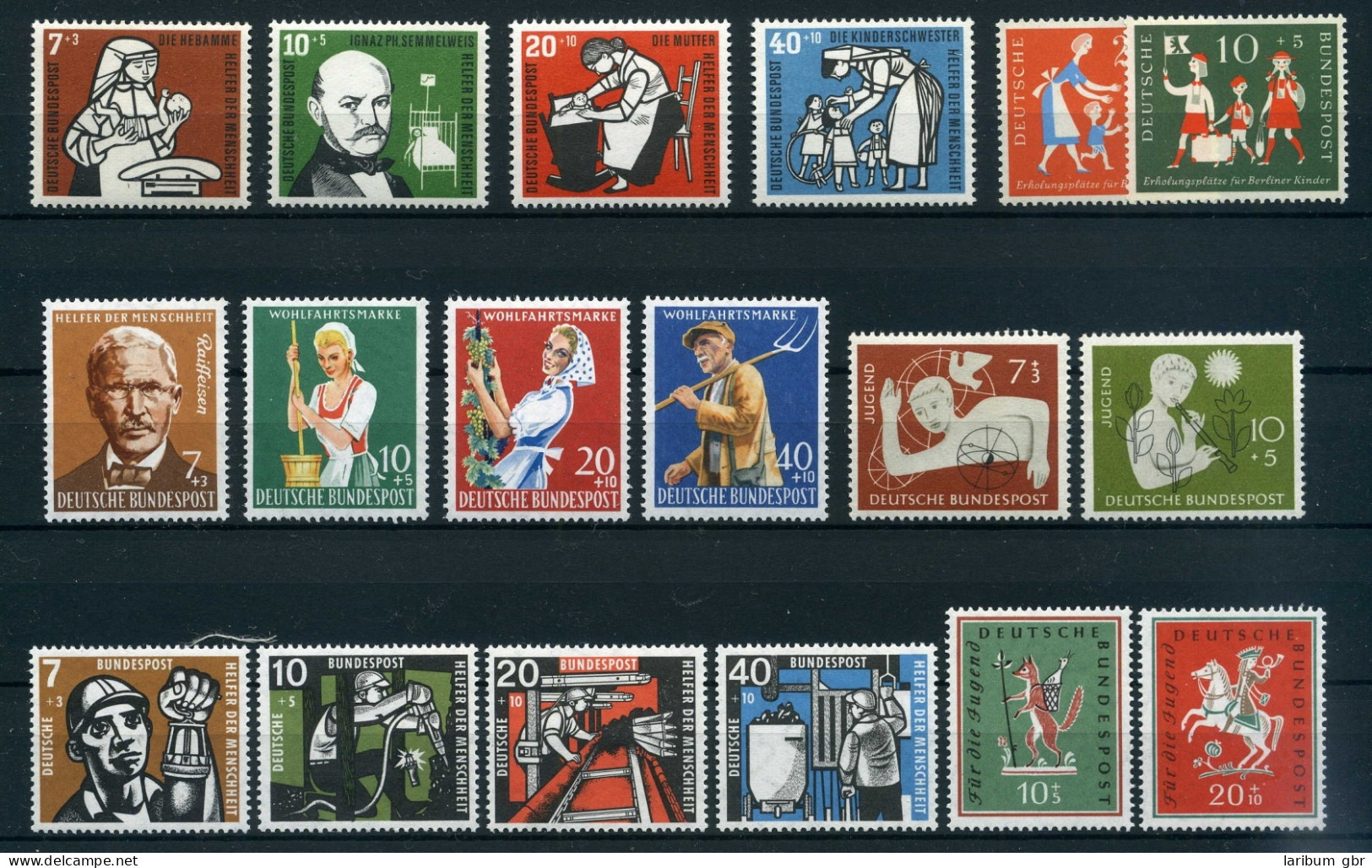 BRD Bund Lot Wohlfahrtsmarken Aus 1956-1958 Postfrisch €78 #HX231 - Sonstige & Ohne Zuordnung