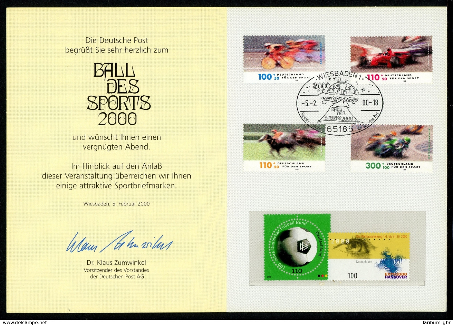 Begrüßungskarte "Ball Des Sportes 2000" Mit 2031-2034 Gestempelt #HK124 - Other & Unclassified