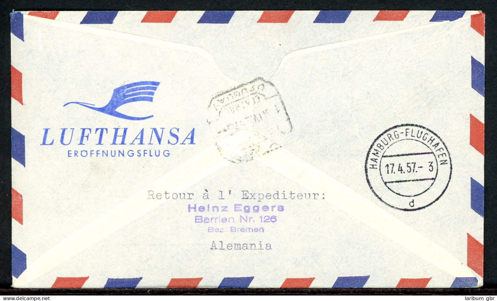 Bund LH Erstflug Frankfurt - Montevideo 10.4.57 #HO471 - Sonstige & Ohne Zuordnung