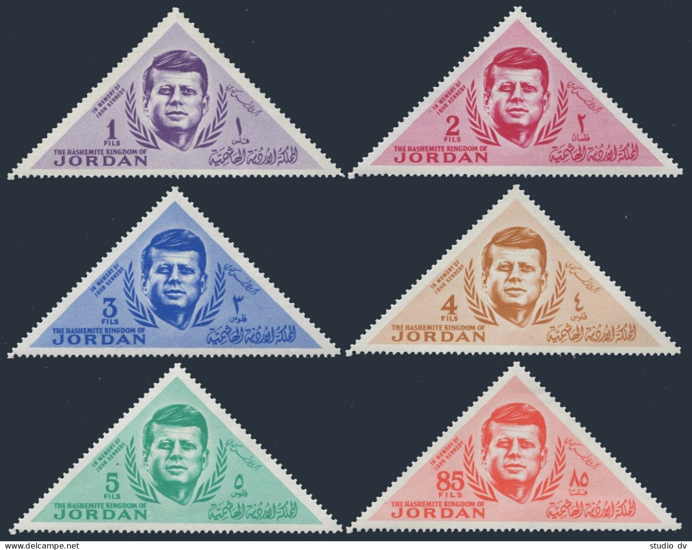 Jordan 457-462, Hinged. Michel 453-458. President John F. Kennedy, 1964. - Jordanie