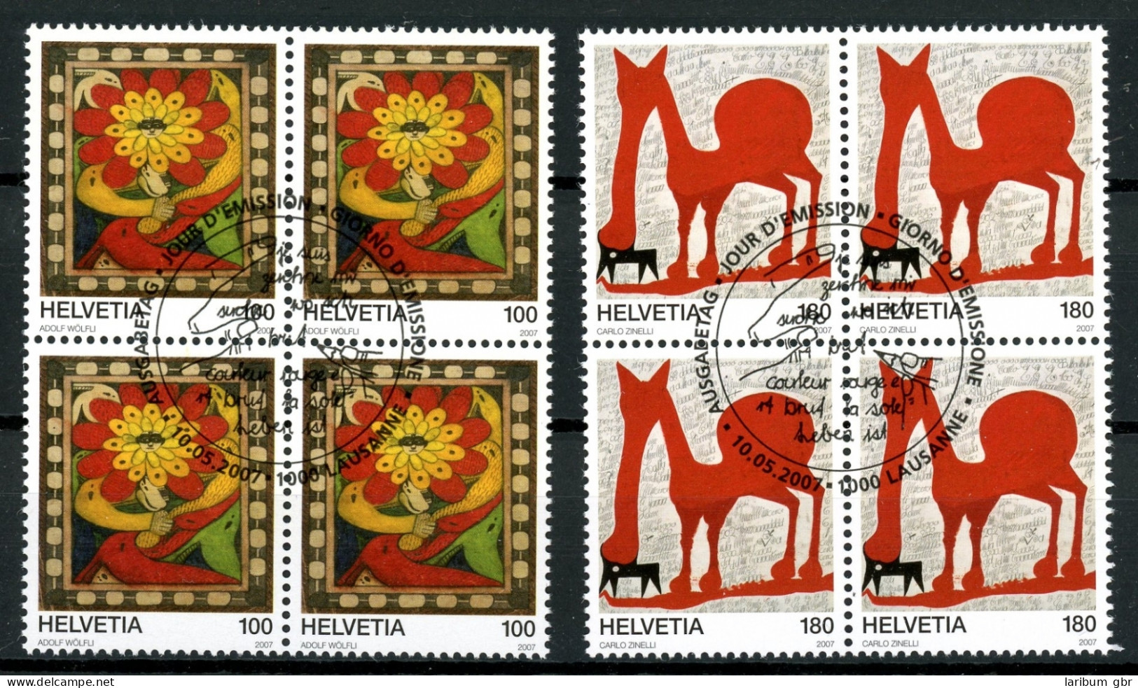 Schweiz 4er Blöcke 2012-2013 Kunst Ersttagssonderstempel #IA021 - Sonstige & Ohne Zuordnung