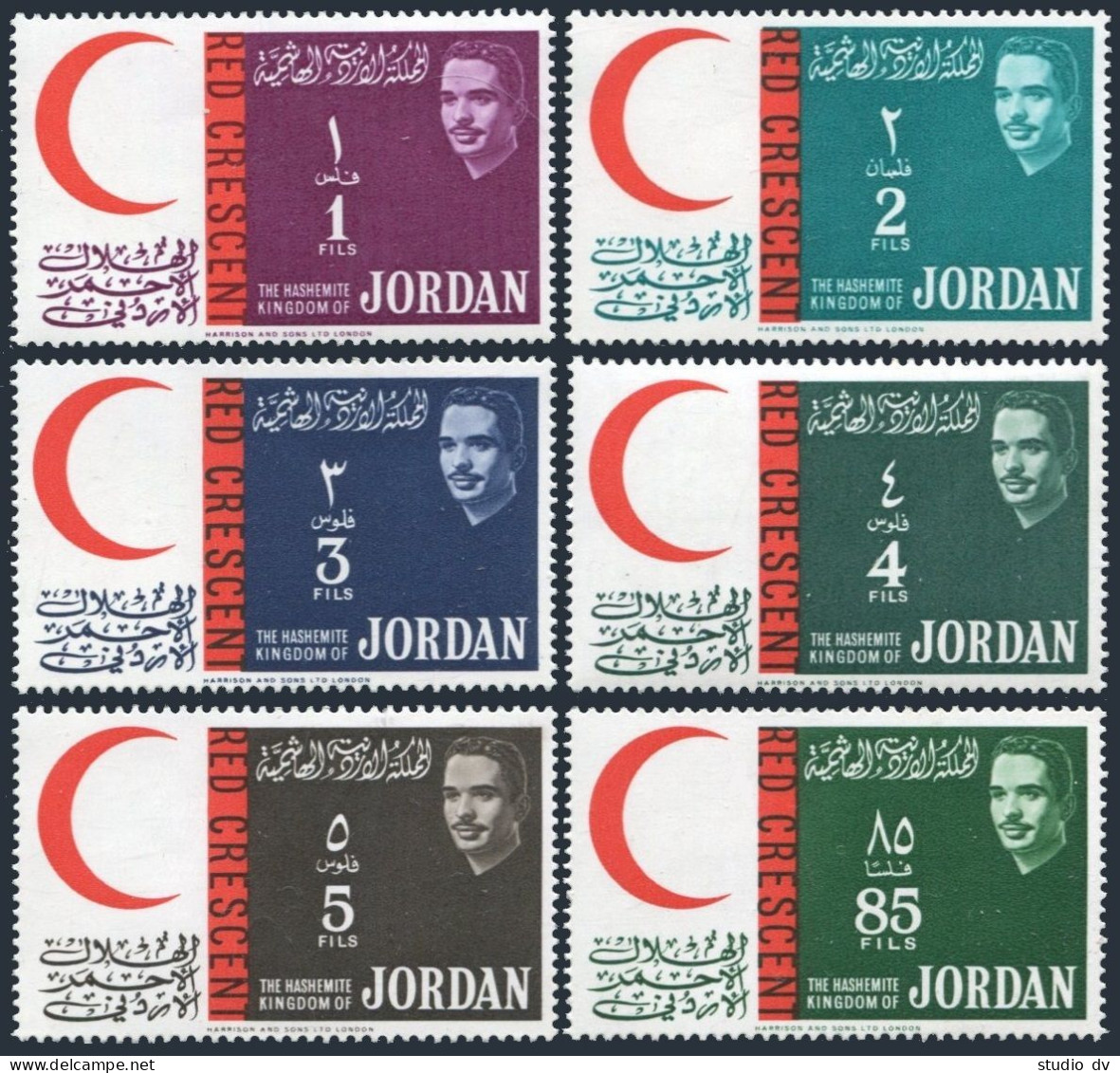 Jordan 407-412,412a,MNH.Michel 402-407,Bl.5. Red Crescent,Red Cross-100.Hussein. - Jordanie