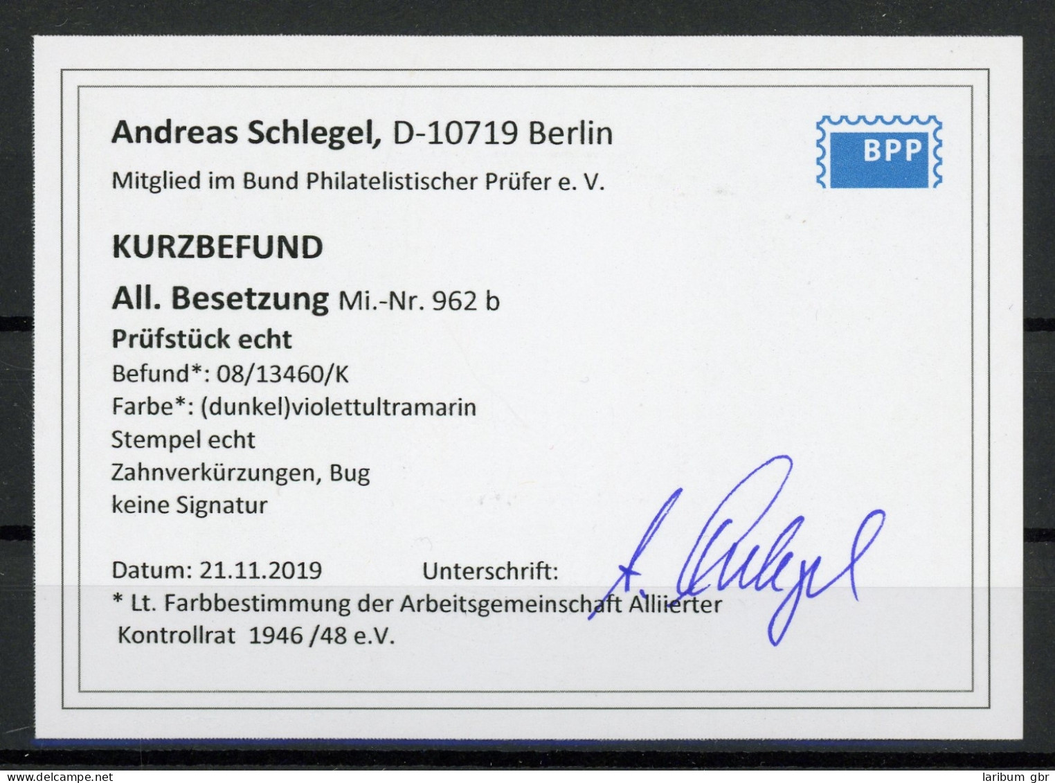 Alliierte Besetzung 962b Gestempelt Mit Fotobefund Schlegel BPP #GJ071 - Other & Unclassified