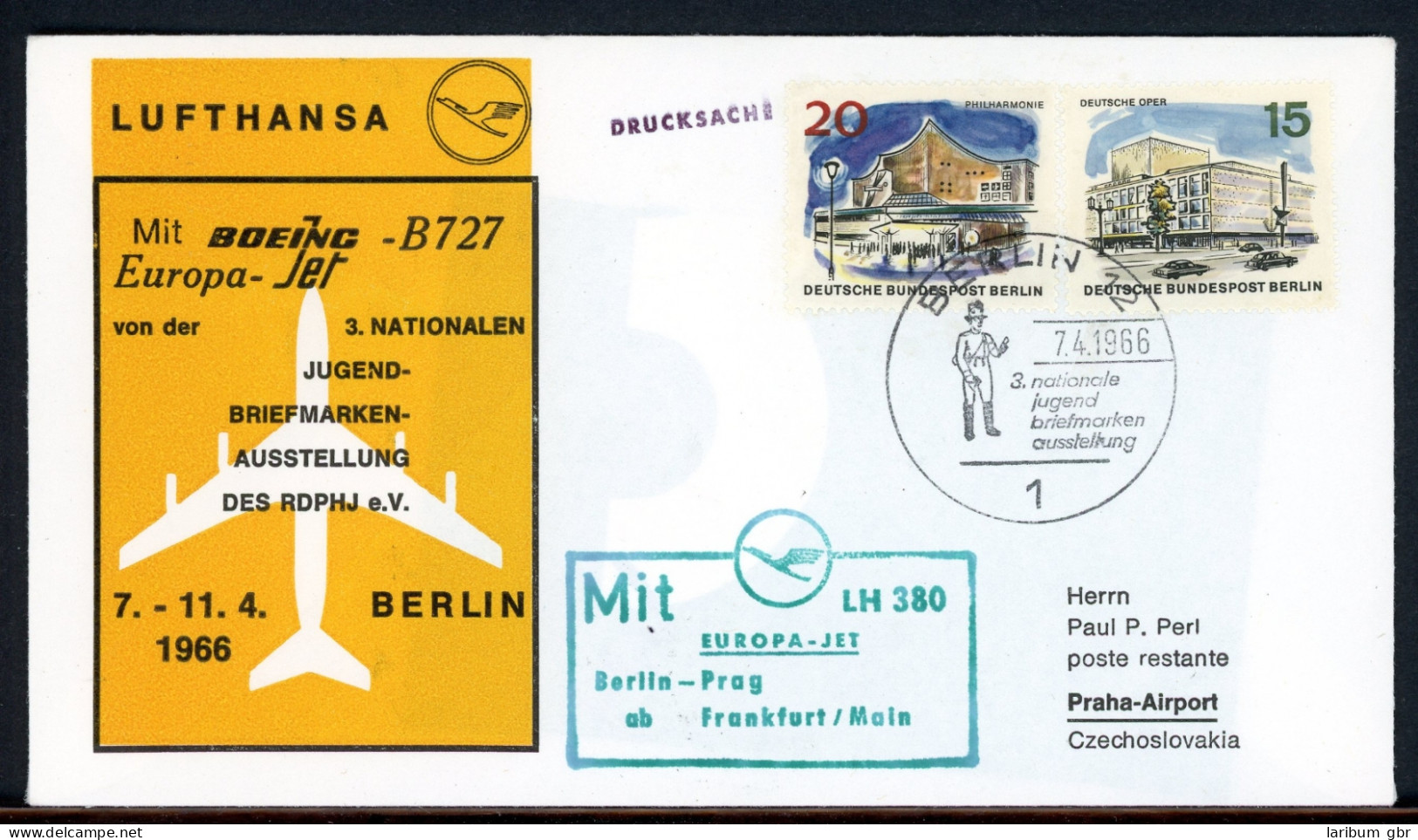 Berlin Lufthansa Sonderflug LH 380 Berlin-Prag 7.4.66 255 #HO563 - Andere & Zonder Classificatie