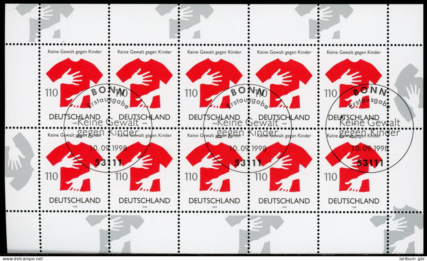 Bund Zehnerbogen 2013 Bonn Ersttagssonderstempel #IN949 - Andere & Zonder Classificatie