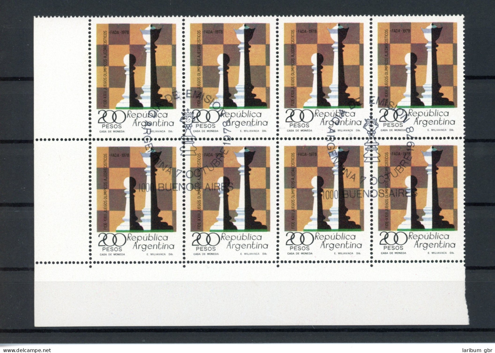 Argentinien 1360 Postfrisch Als 8er Block Schach #GI806 - Altri & Non Classificati