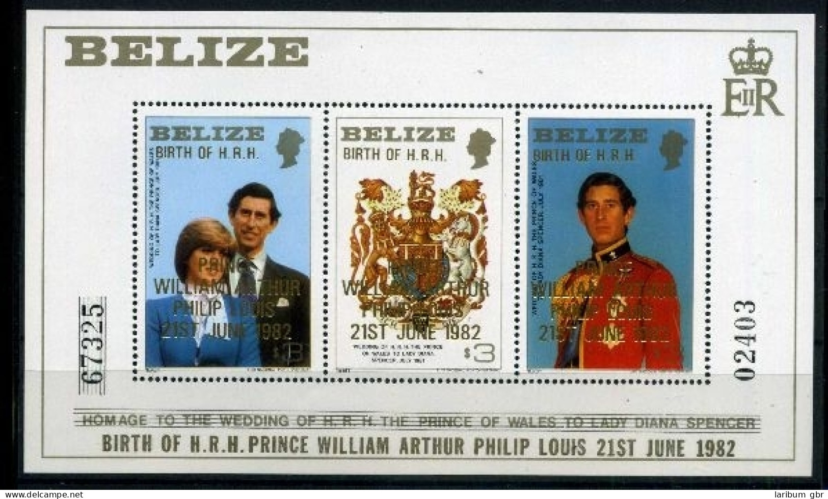 Belize Block 54 Postfrisch Königshäuser #IS661 - Belize (1973-...)