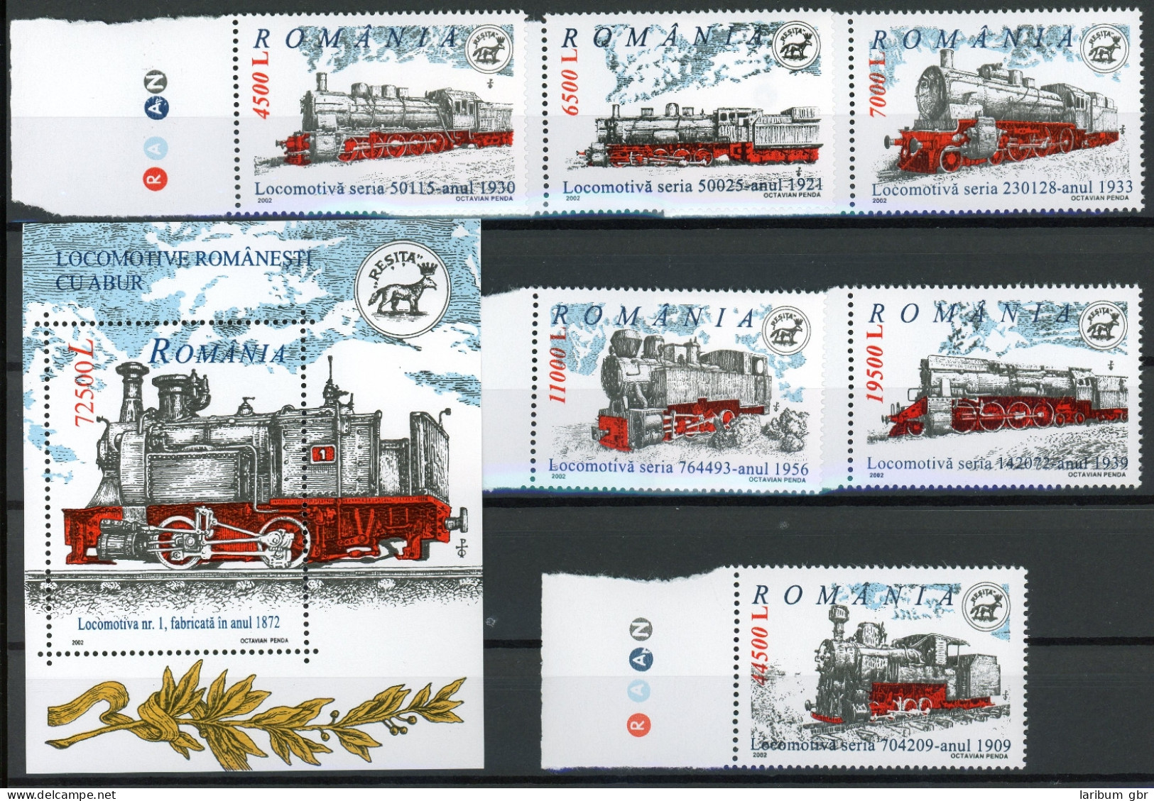 Rumänien 5681-5686 + Block 323 Postfrisch Eisenbahn #IV414 - Other & Unclassified